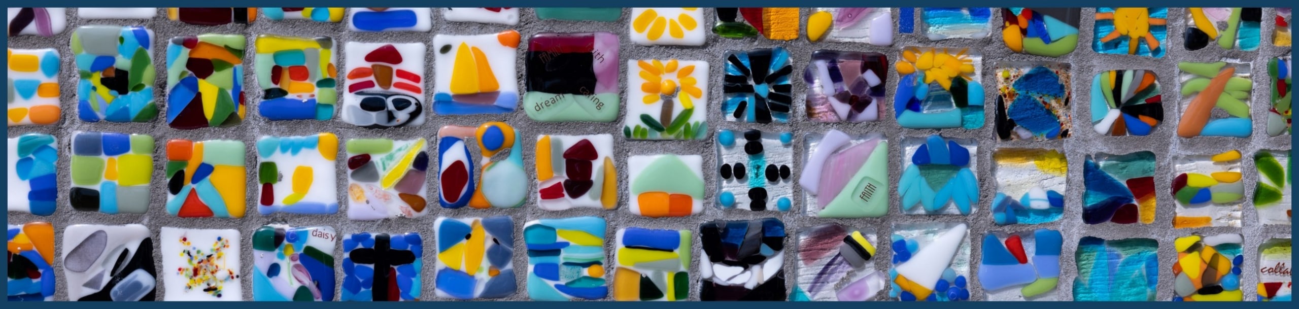 Colorful community glass tile mosaic
